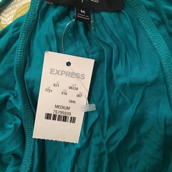 Express Turquoise Ruffled Top - Picture 4 of 5